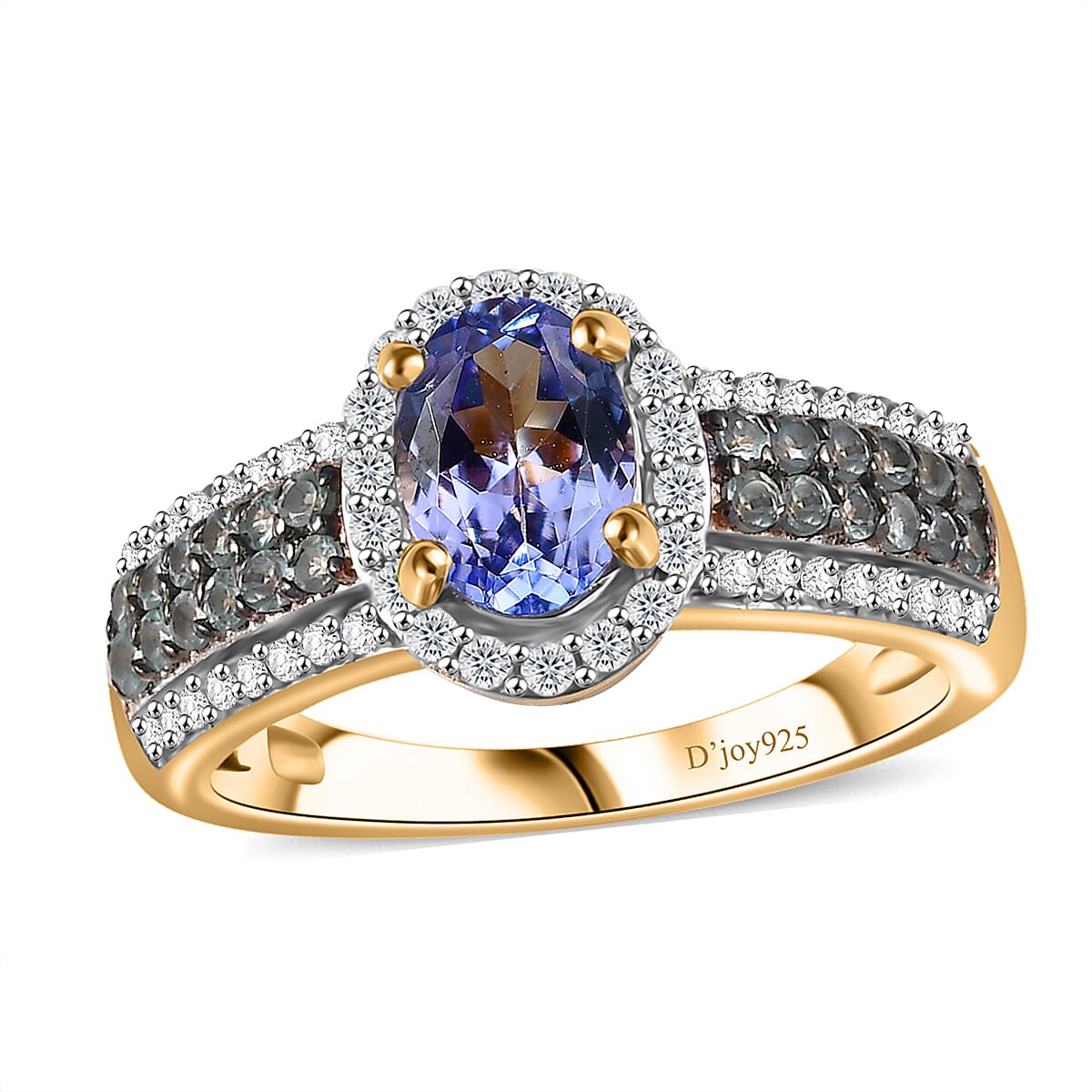 Tanzanite and Multi Gemstone 1.50 ctw Ring in 18K Vermeil Yellow Gold Over Sterling Silver