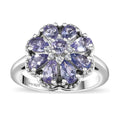 Tanzanite, White Zircon Ring in Rhodium Over Sterling Silver (Size 10.0) 1.65 ctw - Sticky add to cart bar
