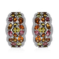 Multi-Tourmaline and White Zircon 10.85 ctw Hoop Earrings in Rhodium Over Sterling Silver - Sticky add to cart bar
