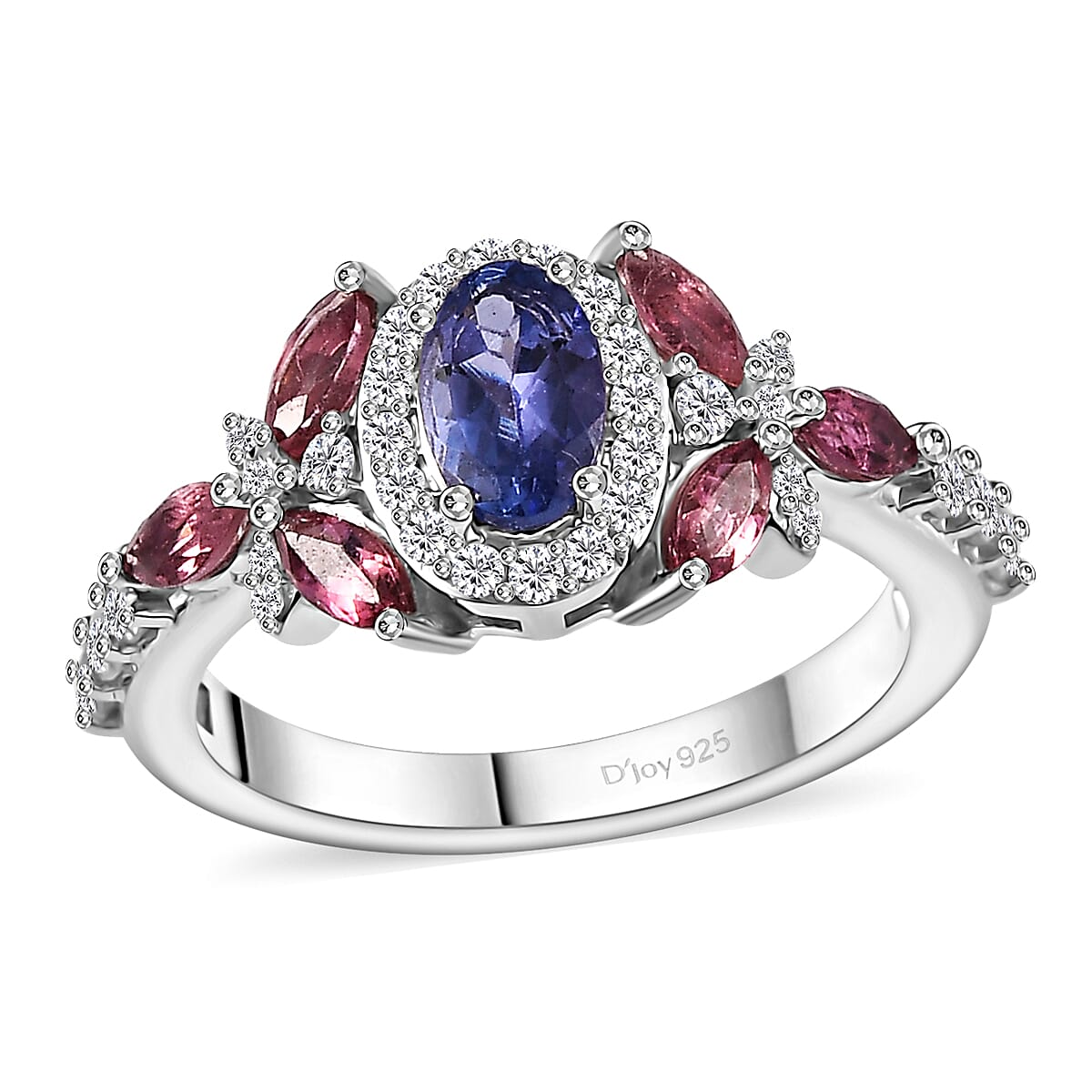 AAA Tanzanite, Multi Gemstone Ring in Rhodium Over Sterling Silver (Size 10.0) 1.40 ctw