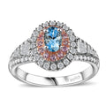 Santa Maria Aquamarine and Multi Gemstone 1.35 ctw Aqua Blossom Ring in Rhodium Over Sterling Silver - Sticky add to cart bar