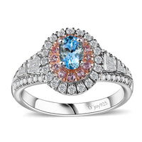 Santa Maria Aquamarine and Multi Gemstone 1.35 ctw Aqua Blossom Ring in Rhodium Over Sterling Silver