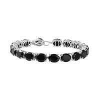 Thai Black Spinel, Chrome Diopside Bracelet in Rhodium Over Sterling Silver (7.25 In) 42.50 ctw