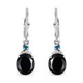 Thai Black Spinel and Malgache Neon Apatite 9.15 ctw Lever Back Earrings in Rhodium Over Sterling Silver - Sticky add to cart bar