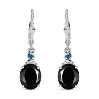 Thai Black Spinel and Malgache Neon Apatite 9.15 ctw Lever Back Earrings in Rhodium Over Sterling Silver