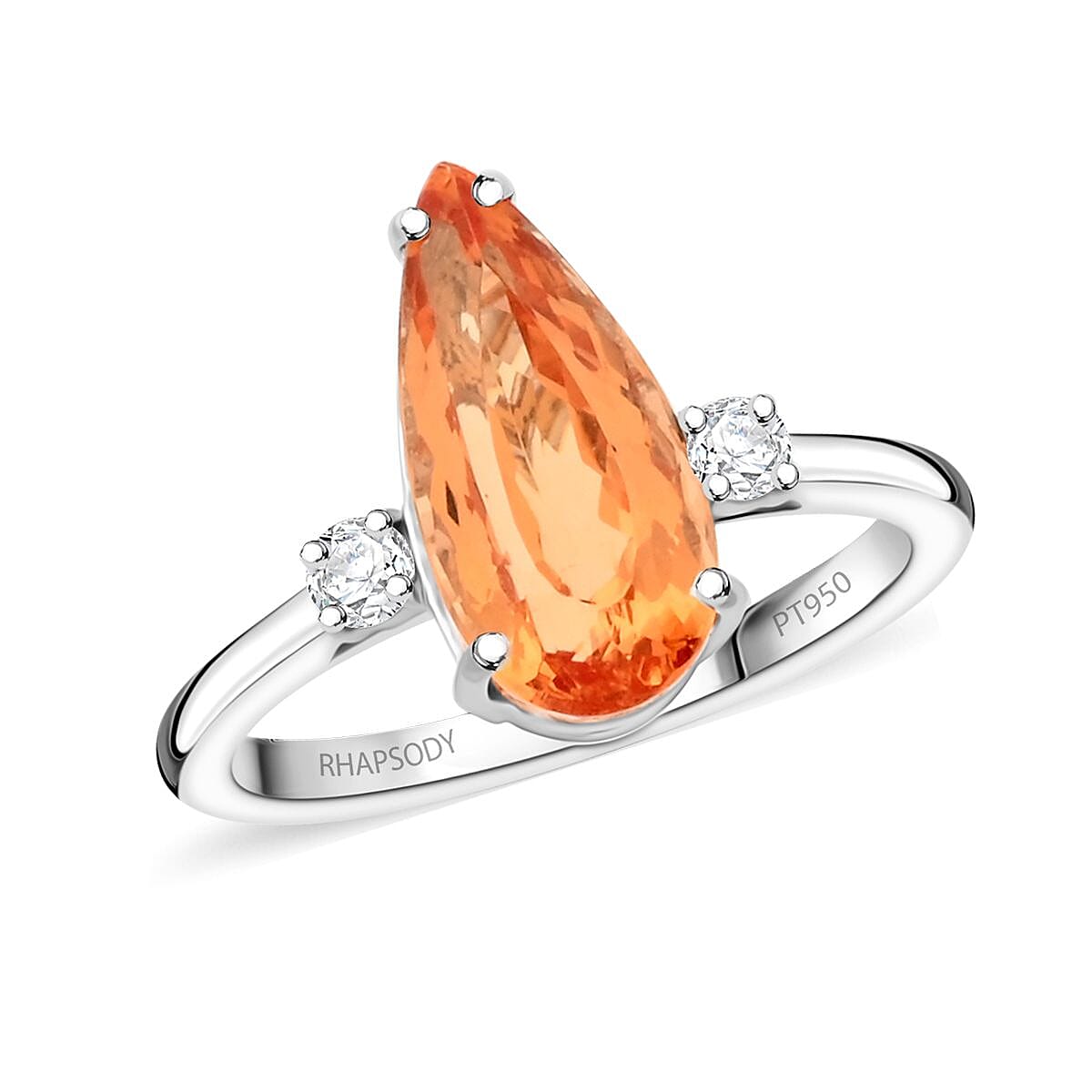 Certified & Appraised Rhapsody 950 Platinum AAAA Imperial Topaz and E-F VS Diamond Ring 6.20 Grams 5.40 ctw