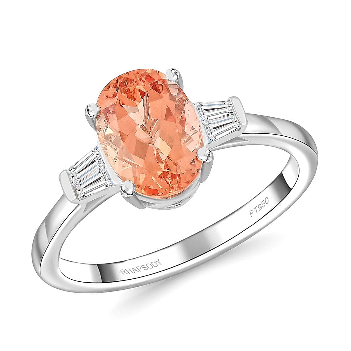 Certified & Appraised Rhapsody 950 Platinum AAAA Imperial Topaz, Diamond (E-F, VS) Ring (Size 10.0) (5.21 g)  3.30 ctw (1)