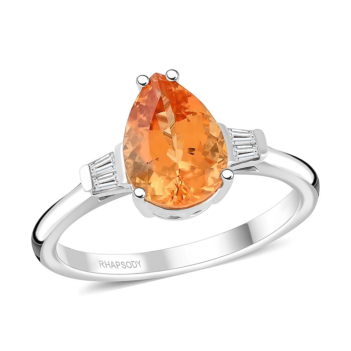 Certified & Appraised Rhapsody 950 Platinum AAAA Imperial Topaz, Diamond (E-F, VS) (0.16 cts) Ring (Size 10.0) (5.84 g) 3.50 ctw