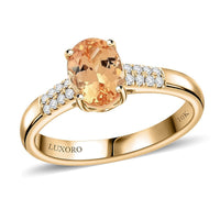 Certified & Appraised Luxoro 10K Yellow Gold AAA Imperial Topaz, Diamond (G-H, I2) Ring (Size 10.0) 1.55 ctw