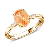 Certified & Appraised Luxoro 10K Yellow Gold AAA Imperial Topaz, Diamond (G-H, I2) Ring (Size 8.0) 2.15 ctw