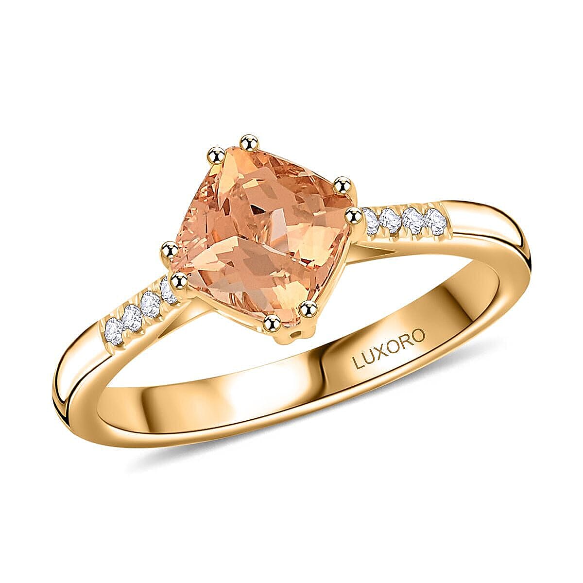 Certified & Appraised Luxoro 10K YG AAA Imperial Topaz, Diamond (G-H, I2) Ring (Size 10.0) 2.00 ctw