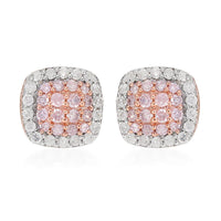 Natural Pink and White Diamond I3 0.50 ctw Stud Earrings in Vermeil Rose Gold Over Sterling Silver