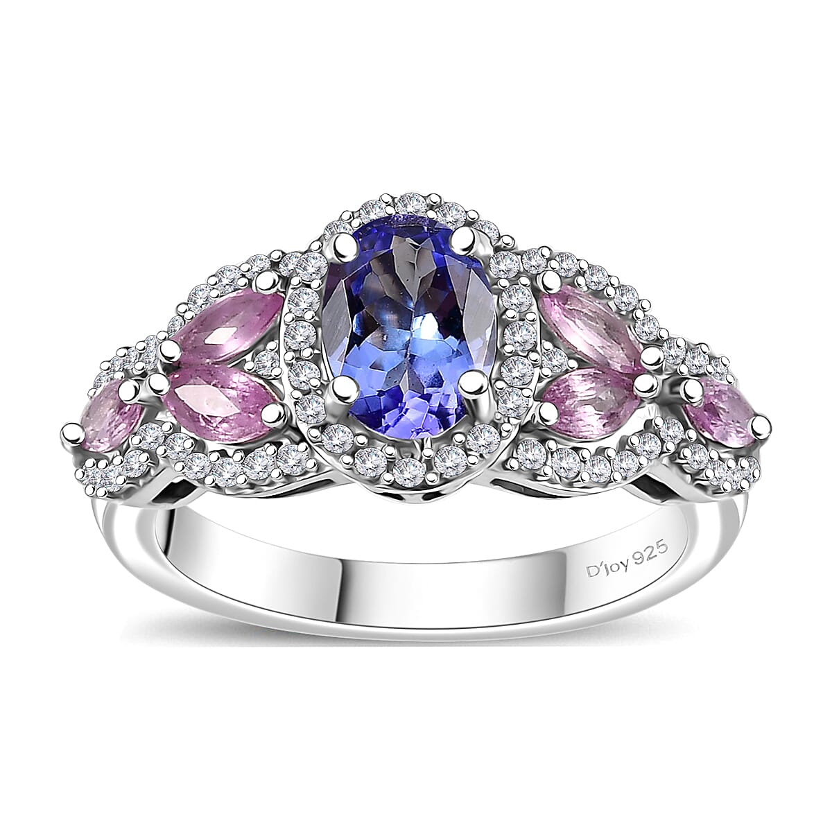 Tanzanite, Multi Gemstone Ring in Rhodium Over Sterling Silver (Size 10.0) 1.85 ctw