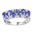 Tanzanite and White Zircon 1.50 ctw Ring in Rhodium Over Sterling Silver (Size 10.0) - Sticky add to cart bar