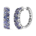 Tanzanite and White Zircon 3.25 ctw Hoop Earrings in Rhodium Over Sterling Silver - Sticky add to cart bar