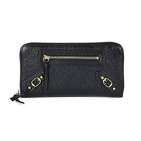 Italy Retro Noble Collection Black Genuine Leatehr Bifold Long Wallet (7.5"x3.9")