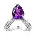 African Amethyst, Moissanite Ring in Rhodium Over Sterling Silver (Size 10.0) 6.10 ctw - Sticky add to cart bar