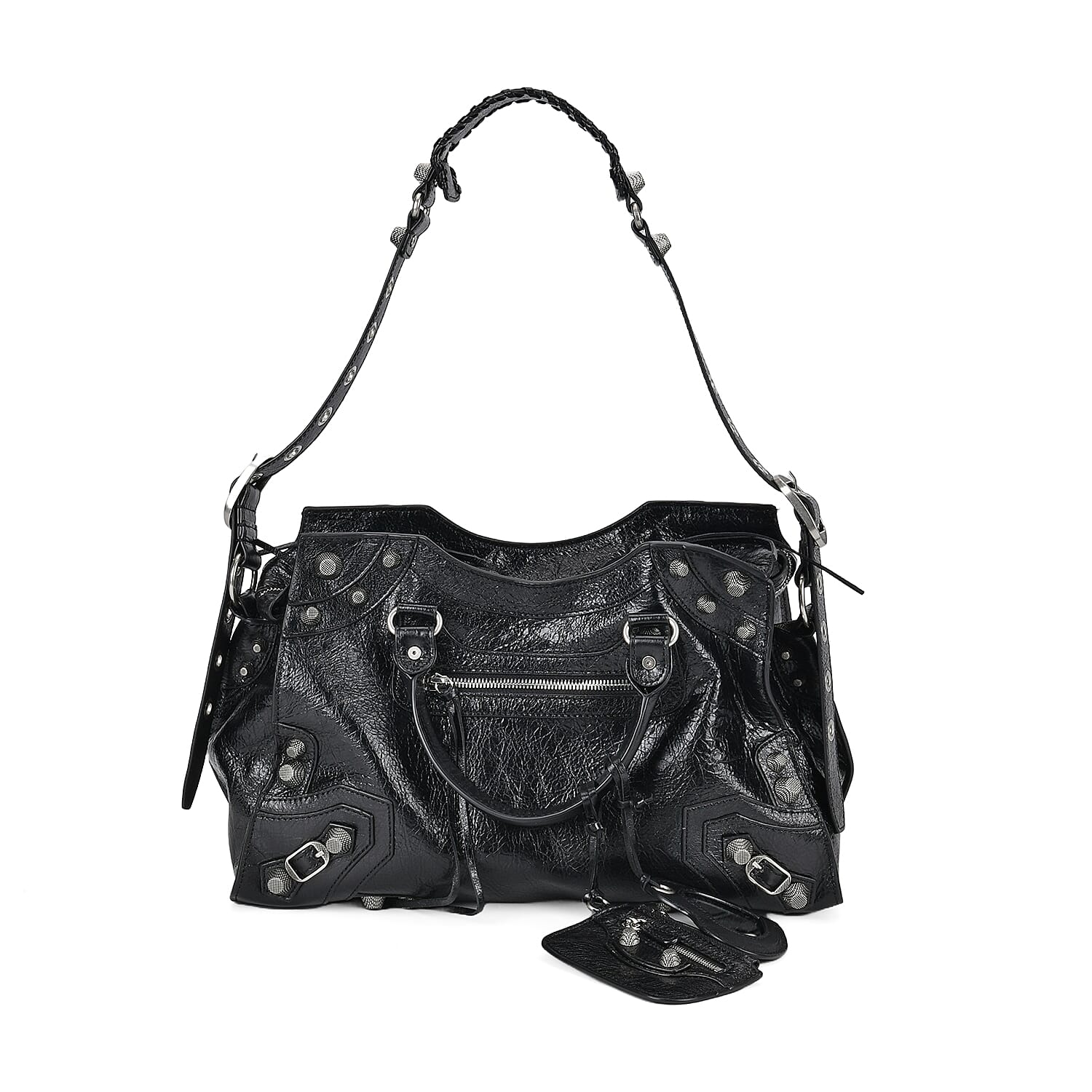 Italy Retro Noble Collection Black Genuine Leather Crossbody Bag (14.5"x6.7"x10.2") with Shoulder Strap