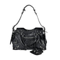 Italy Retro Noble Collection Black Genuine Leather Crossbody Bag (14.5"x6.7"x10.2") with Shoulder Strap - Sticky add to cart bar