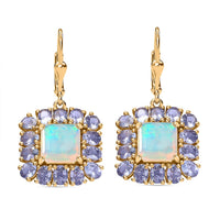 TLV Premium Ethiopian Welo Opal, Tanzanite  Earrings in 18K Vermeil YG Over Sterling Silver 8.00 ctw
