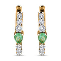D'Joy Boyaca Colombian Emerald and White Zircon 1.10 ctw Art Deco Earrings in 18K Vermeil Yellow Gold Over Sterling Silver - Sticky add to cart bar