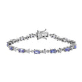 Tanzanite, White Zircon Bracelet in Rhodium Over Sterling Silver (7.25 In) 3.85 ctw - Sticky add to cart bar