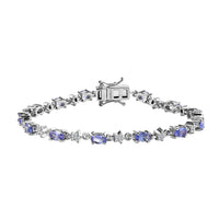 Tanzanite, White Zircon Bracelet in Rhodium Over Sterling Silver (7.25 In) 3.85 ctw