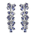 Tanzanite and White Zircon 3.85 ctw Butterfly and Blooming Flower Earrings in Rhodium Over Sterling Silver - Sticky add to cart bar