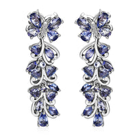 Tanzanite and White Zircon 3.85 ctw Butterfly and Blooming Flower Earrings in Rhodium Over Sterling Silver