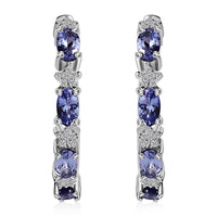 D'Joy Tanzanite and White Zircon 2.00 ctw Celestial Earrings in Rhodium Over Sterling Silver