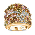 Premium Multi-Tourmaline, Moissanite Ring in 18K Vermeil YG Over Sterling Silver (Size 10.0) 3.90 ctw - Sticky add to cart bar