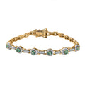 D'Joy Boyaca Colombian Emerald and Moissanite 2.50 ctw Bridge Bracelet in 18K Vermeil Yellow Gold Over Sterling Silver (7.25 In) - Sticky add to cart bar