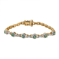 D'Joy Boyaca Colombian Emerald and Moissanite 2.50 ctw Bridge Bracelet in 18K Vermeil Yellow Gold Over Sterling Silver (7.25 In)