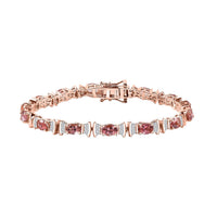 AAA Blush Tourmaline, Moissanite Eternal Love Bracelet in 18K Vermeil RG Over Sterling Silver (7.25 In) 8.80 ctw