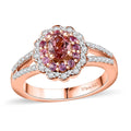 Premium Blush Tourmaline and Multi Gemstone 0.90 ctw Floral Ring in 18K Vermeil Rose Gold Over Sterling Silver - Sticky add to cart bar