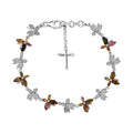 GP Trionfo Collection Multi-Tourmaline and White Zircon 4.35 ctw Bracelet in Rhodium Over Sterling Silver (6.50-8.50In) - Sticky add to cart bar