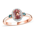 10K Rose Gold Premium Blush Tourmaline, Lagoon Tourmaline, Diamond (G-H, I2) Halo Ring (Size 10.0) 1.00 ctw - Sticky add to cart bar