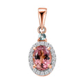 Premium Blush Tourmaline, Lagoon Tourmaline and G-H I2 Diamond 1.00 ctw Heart Pendant without Chain in 10K Rose Gold - Sticky add to cart bar