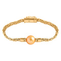Bali Legacy South Sea Golden Cultured Pearl and Lab Grown Diamond Bracelet in 22K Vermeil Yellow Gold Over Sterling Silver (6.50 In) - Sticky add to cart bar