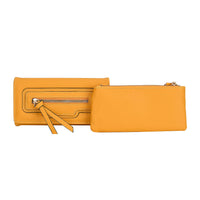2-in-1 Yellow Faux Leather Crossbody Bag (7.5"x1.4"x4.1") with Shoulder Strap (51")