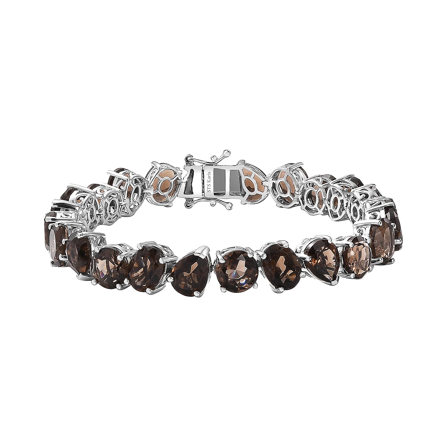 Karis Brazilian Smoky Quartz 40.85 ctw Bracelet in Platinum Bond (7.25 In)