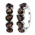 TLV Karis Brazilian Smoky Quartz Hoop Earrings in Platinum Bond 18.15 ctw - Sticky add to cart bar