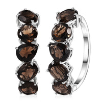 TLV Karis Brazilian Smoky Quartz Hoop Earrings in Platinum Bond 18.15 ctw