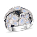 Moon Glow Moonstone, Multi Gemstone Ring in Rhodium Over Sterling Silver (Size 7.0) 4.20 ctw - Sticky add to cart bar