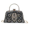Green Peacock Pattern Crystal Clutch Bag (9.6"x4.3"x5.3") with Shoulder Chain Strap - Sticky add to cart bar