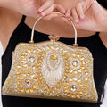 Green Peacock Pattern Crystal Clutch Bag (9.6"x4.3"x5.3") with Shoulder Chain Strap - Sticky add to cart bar