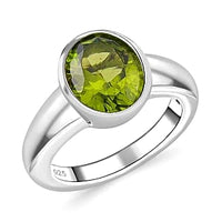 Peridot 4.81 ctw Ring in Rhodium Over Sterling Silver (Size 5.5)