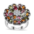 Premium Multi-Tourmaline, Moissanite Ring in Rhodium Over Sterling Silver (Size 10.0) 3.80 ctw - Sticky add to cart bar