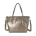 Metallic Bronze Genuine Leather Solid Tote Bag (15.3"x4.7"x10.6") - Sticky add to cart bar