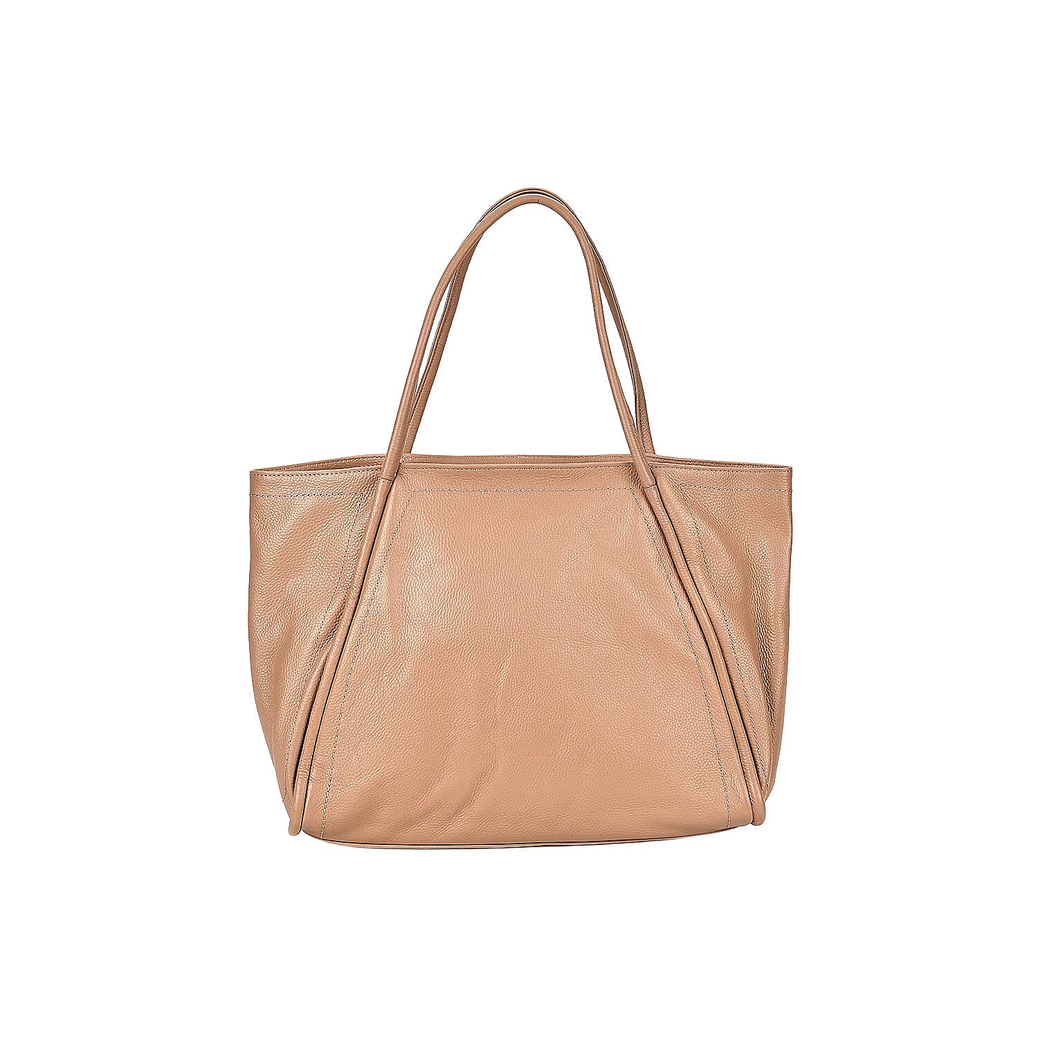 Khaki Solid Genuine Leather Fashionable Tote Bag (18"x7.5"x11.8")